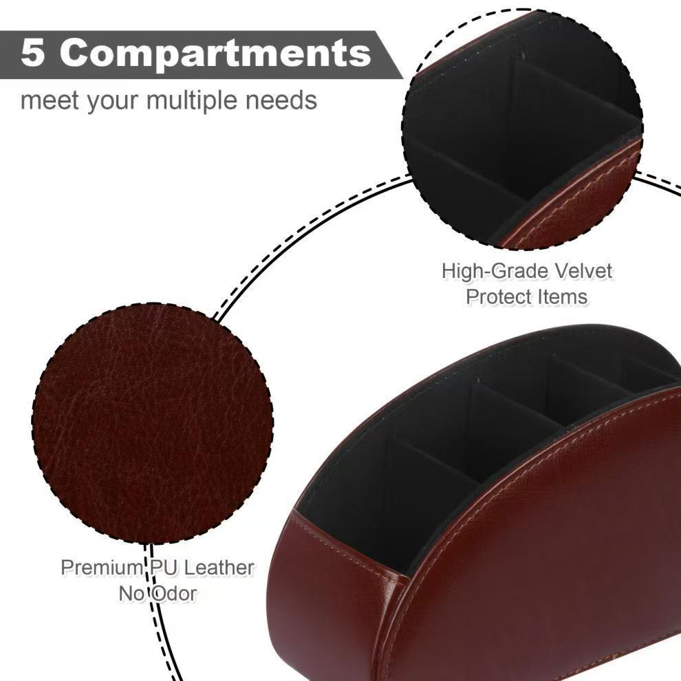 Leather storage rack with compartments, home leather storage rack, remote control stand, box tray, desktop organization pic 7