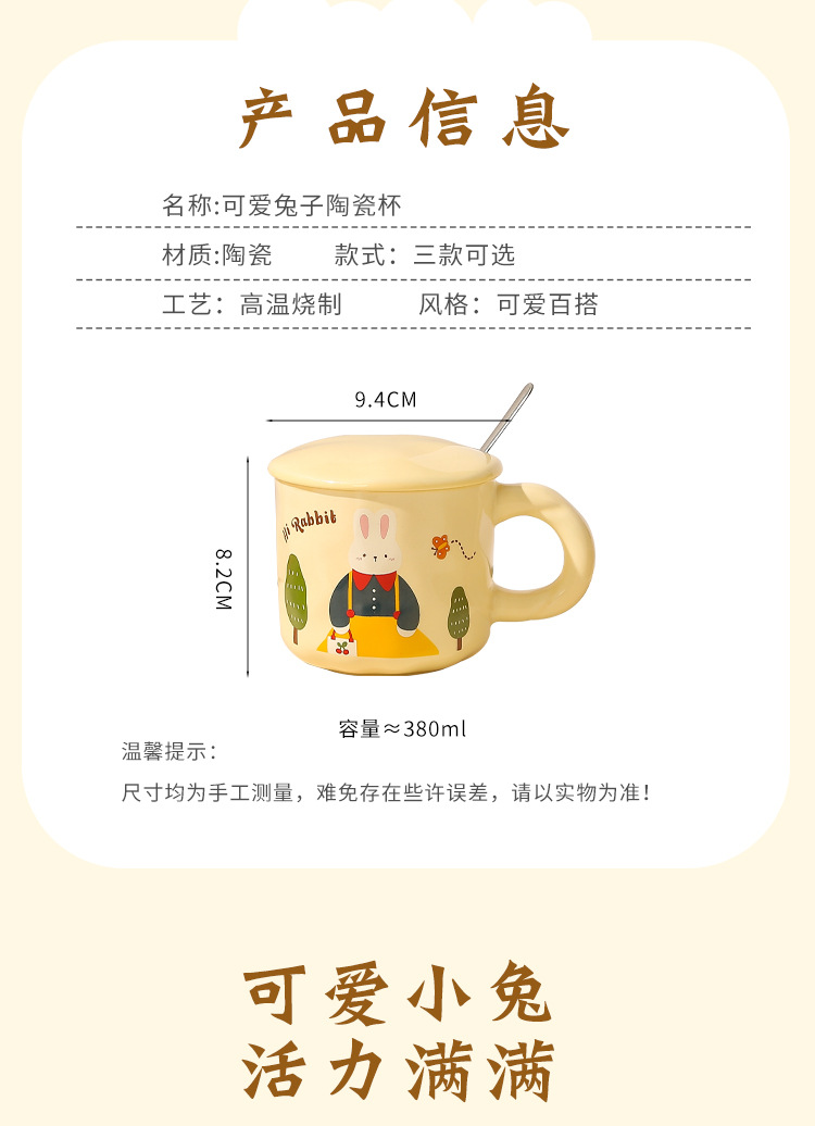 Creative Rabbit Mug with lid and spoon Ceramic Cup Gift box set, cute cup souvenir gift box set pic 7
