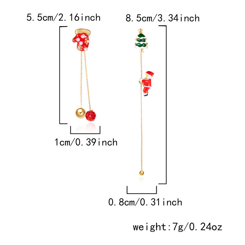 欧美跨境新款圣诞节耳环创意百搭会爬的圣诞老人不对称耳环女批发详情18