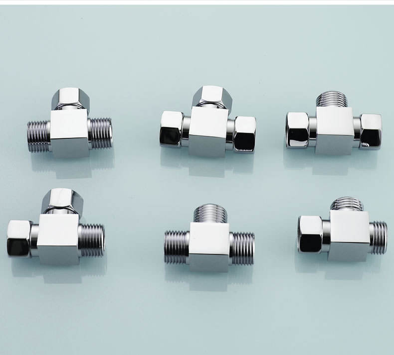 All-copper union three-way Angle valve, thickened one-inlet and two-outlet water divider, four-head adapter, water pipe with switch union pic 10