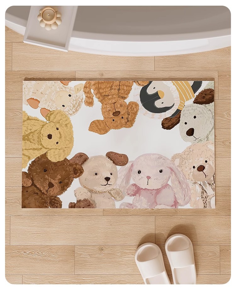 Plush doll bathroom door diatom mud floor mat, anti-slip, absorbent and easy to maintain kitchen household foot mat pic 8