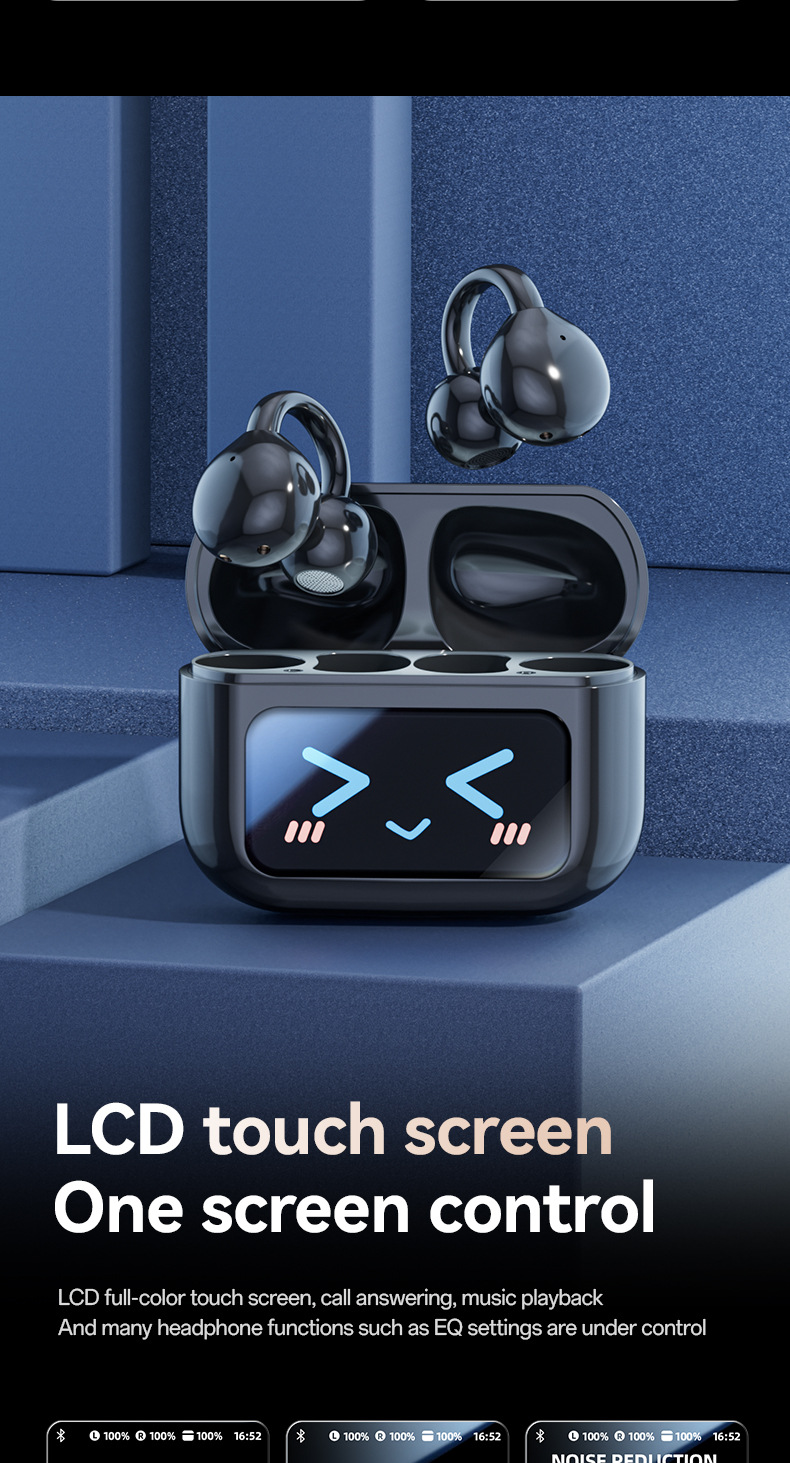 New color screen simultaneous translation Bluetooth headphones, ultra-long battery life, ear-clip wireless Bluetooth headphones with screen 5.4 factory price pic 3