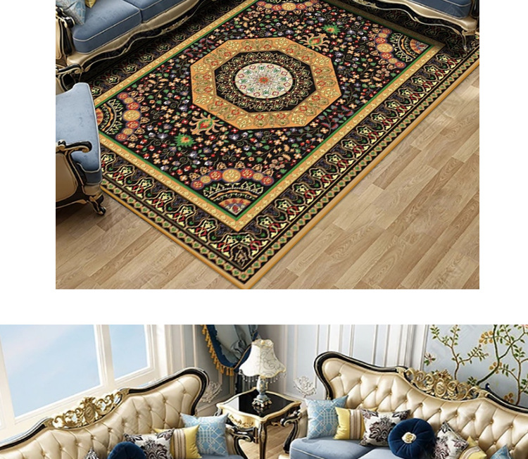 The living room, bedroom and bed are covered with large areas of Bohemian retro ethnic style carpets. The coffee table, sofa and floor MATS are all covered with carpets pic 12