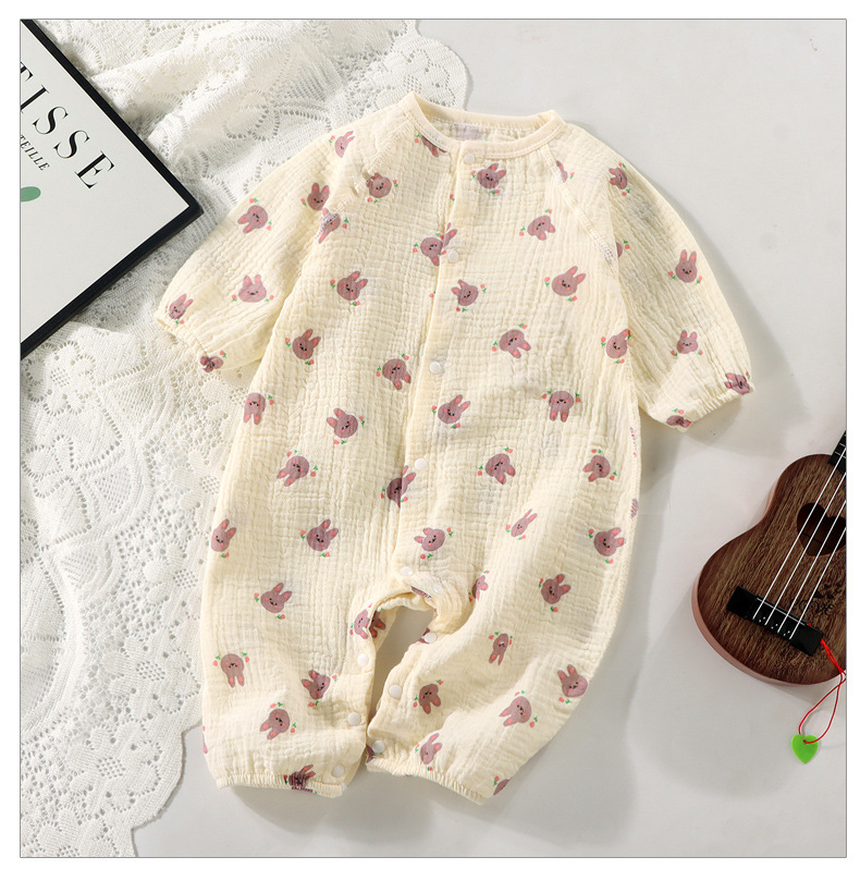 Boneless cotton yarn one-piece suit, cute cartoon crawling suit for newborn babies, close-fitting clothes for boys and girls, spring and summer pajamas pic 15