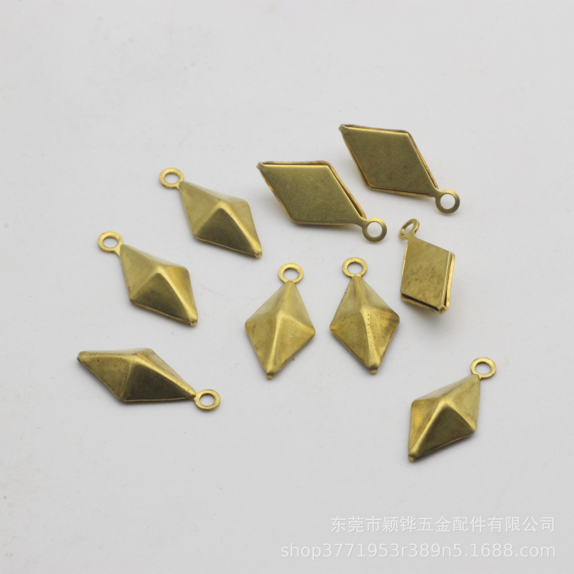 空心潮人耳饰黄铜菱形耳环耳钉配件diy手作材料菱形吊片挂件批发详情2