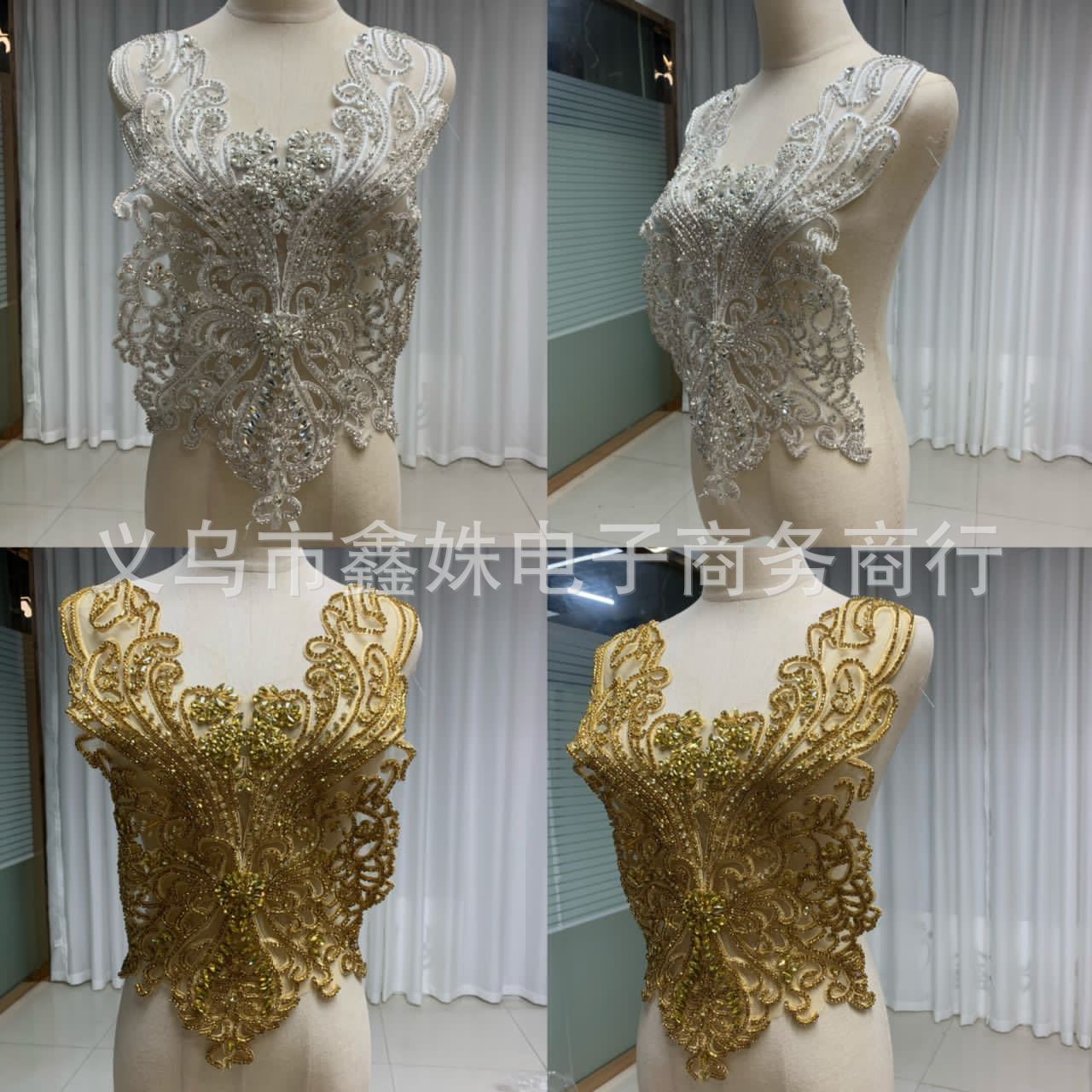Hand-stitched tight-fitting wedding dress and evening gown, crystal decals, high-end rhinestone clothing accessories pic 16