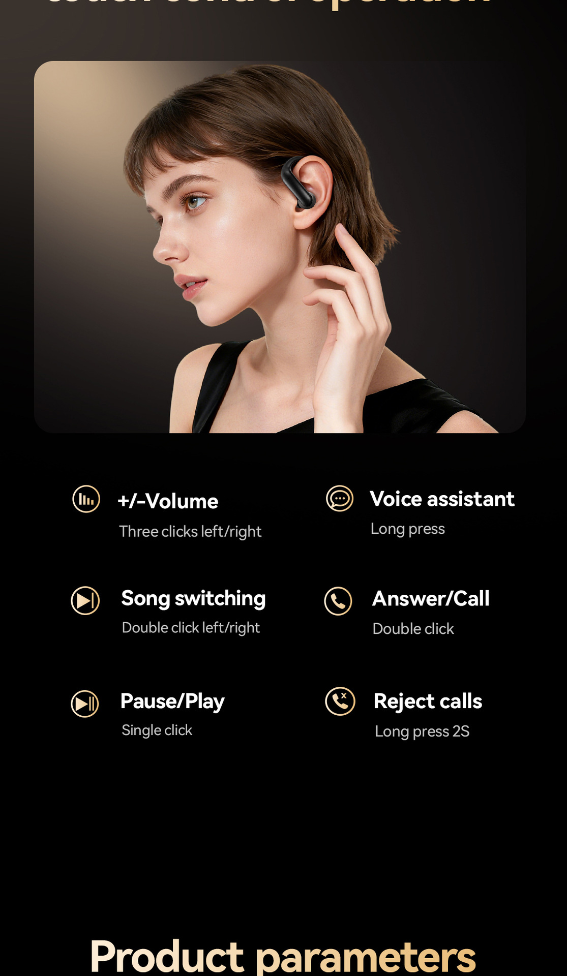 New smart cross-border model M145 ear-hanging OWS semi-in-ear open Bluetooth headphones with dual digital display private mold pic 19