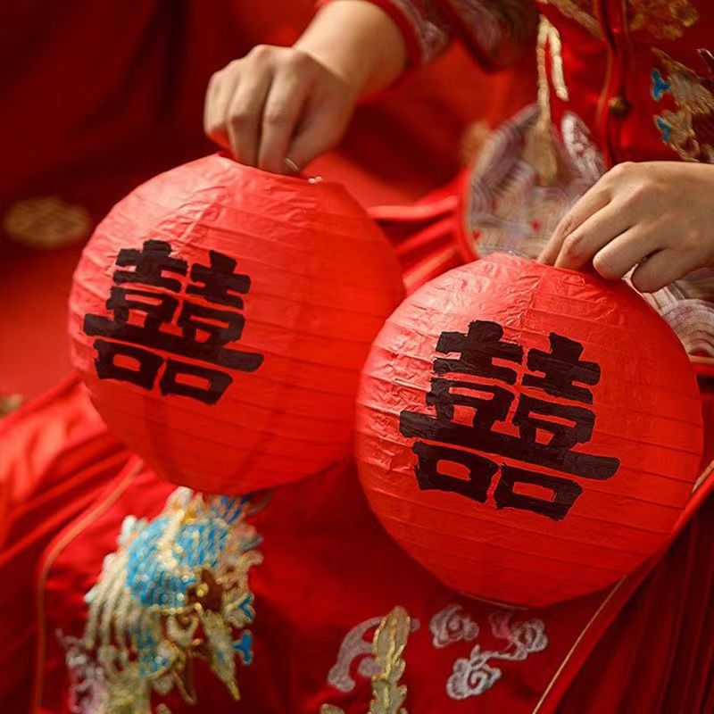 结婚红色喜字灯笼中式婚礼树挂摆件新娘拍照道具布置装饰挂件批发详情9