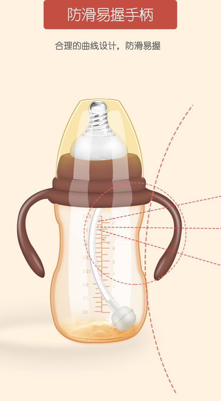 新生婴儿童1防摔塑料2宽口径3大宝宝4岁喝水断奶神器硅胶吸管奶瓶详情12