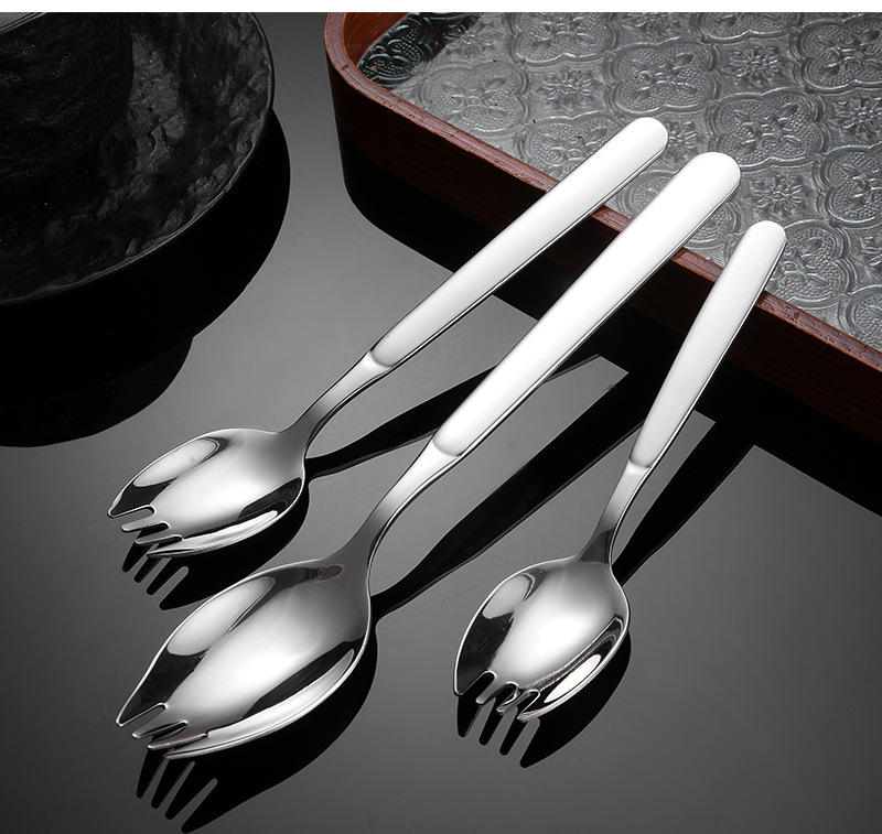 316不锈钢叉勺一体两用创意长柄沙拉勺意面叉水果叉批发可定LOGO详情7