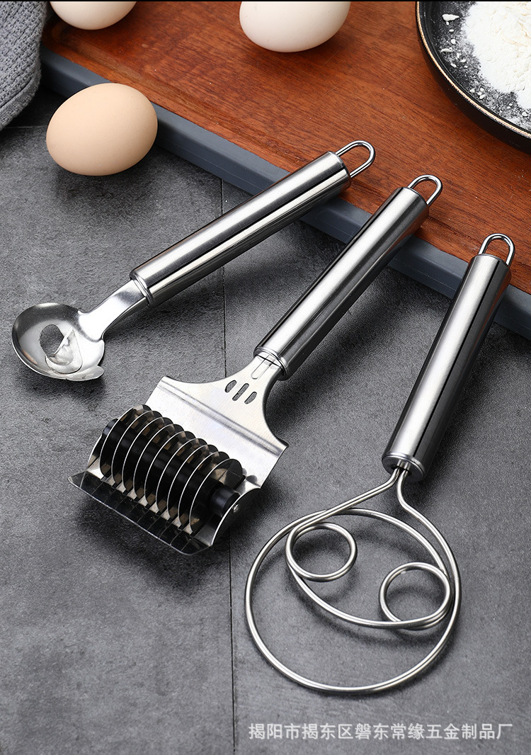 Factory direct sales of household stainless steel manual noodle cutter, flour mixer, kitchen small tool, stainless steel, manual and labor-saving pic 15
