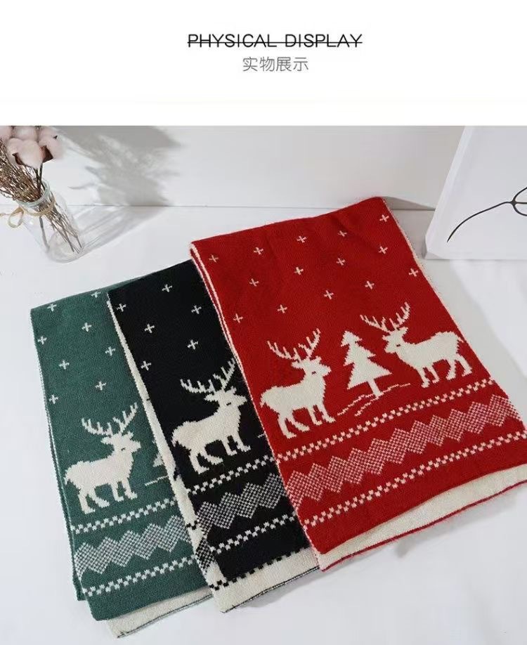 One-piece delivery of Christmas scarves, winter gifts for women, knitted scarves, red Internet celebrities, cute little deer, warm and thick woolen scarves, wholesale from street stalls pic 4