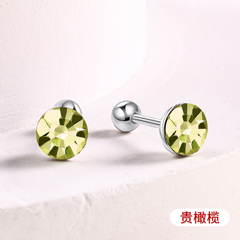 s925通体纯银爆闪施家华子耳钉彩色耳骨钉爆闪螺丝拧扣耳蜗钉耳饰详情18