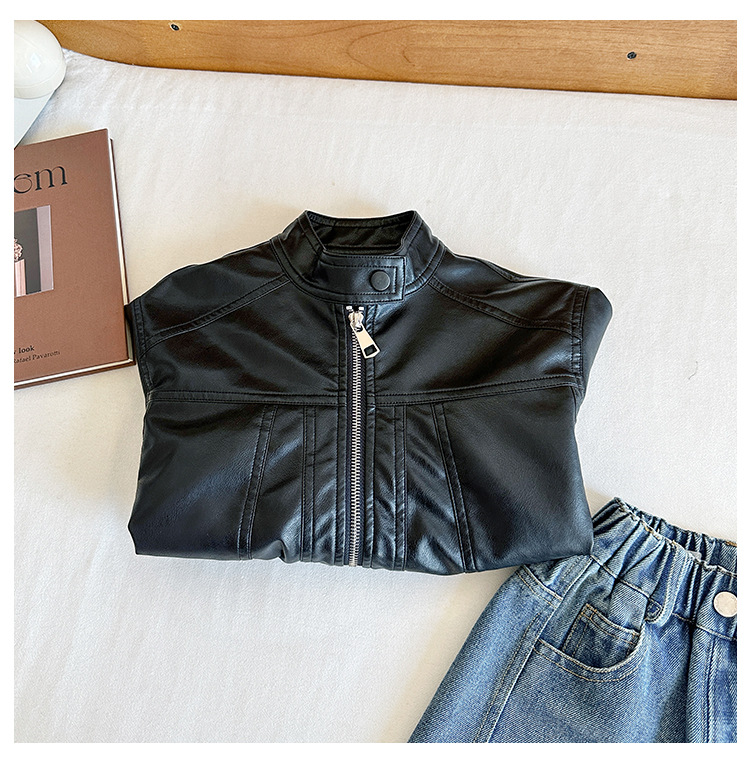 风之谷2024秋季新款童装儿童复古百搭立领夹克男女童帅气皮衣外套详情13