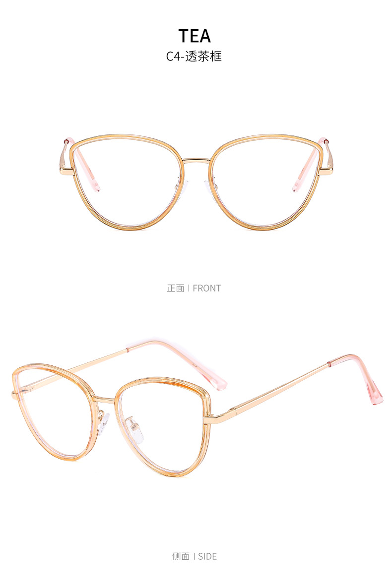 Metal anti-blue light cat-eye flat glasses for women 2023 new style fashionable glasses frame cross-border version can be matched with myopia glasses frame pic 17