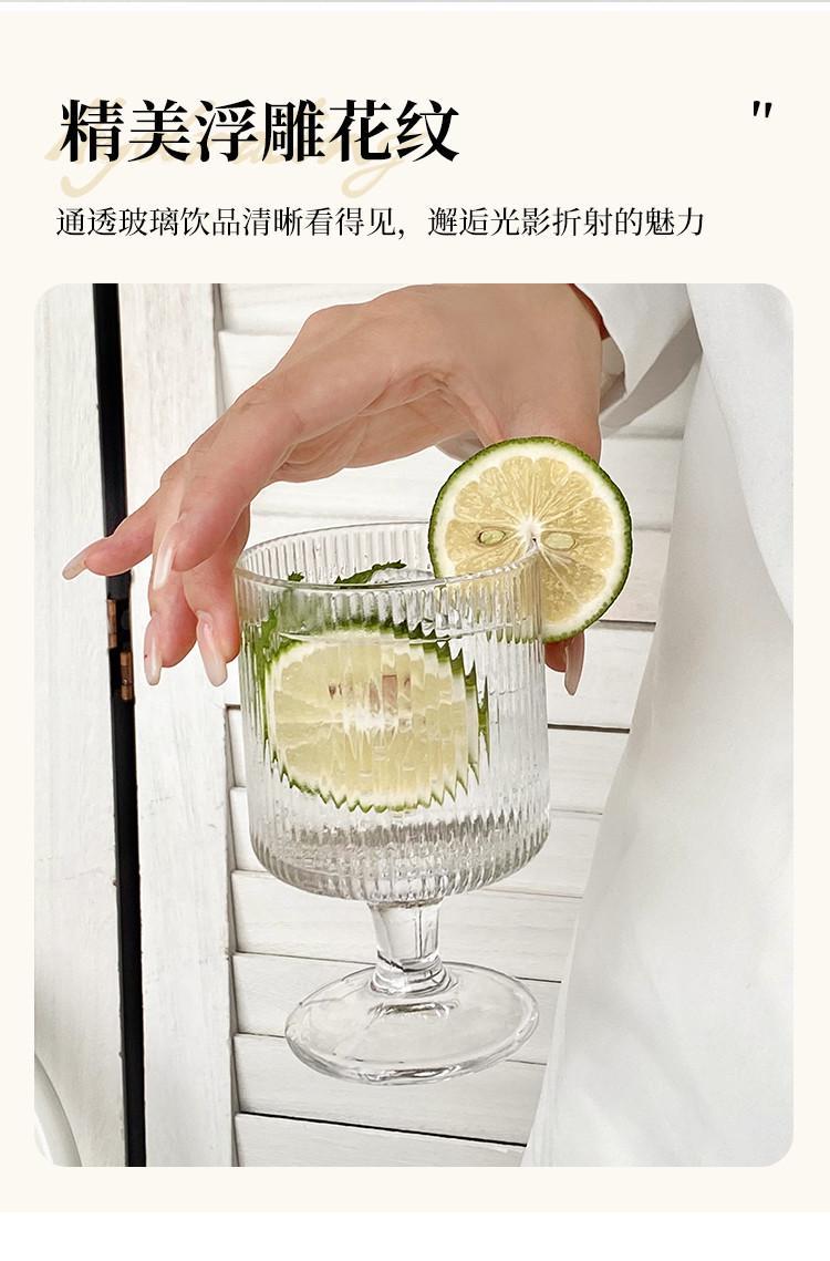 跨境高颜值竖条纹甜品玻璃杯轻奢欧式鸡尾酒冰淇淋雪糕果汁高脚杯详情4
