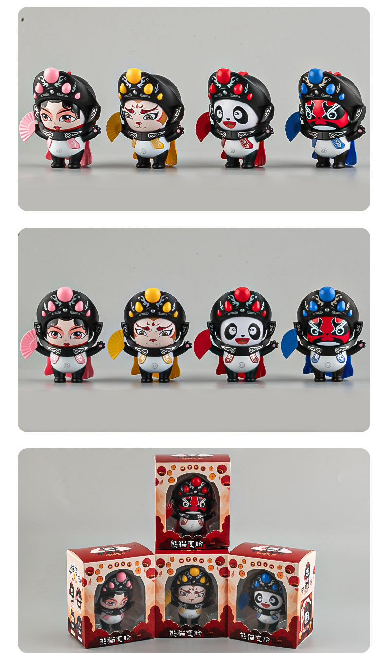 国潮文化熊猫变脸娃娃川剧脸谱玩偶纪念品创意特色公仔玩具详情12