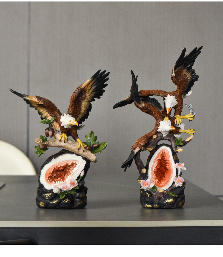 跨境美式白头鹰大鹏展翅树脂工艺品摆件办公室酒店高档老鹰装饰品详情6