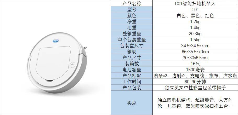 跨境扫地机器人 商用无线智能清洁机 三合一吸尘器小礼品家电批发详情5