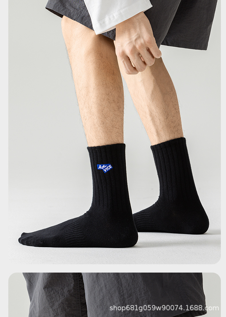 诸暨男款纯棉中筒袜春秋运动休闲抗菌防臭青少年大码新疆棉全棉袜子详情15