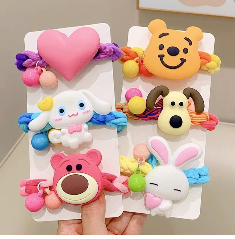 彩虹编织儿童头绳发圈扎头发可爱卡通公仔皮筋diy发饰皮套女批发详情33