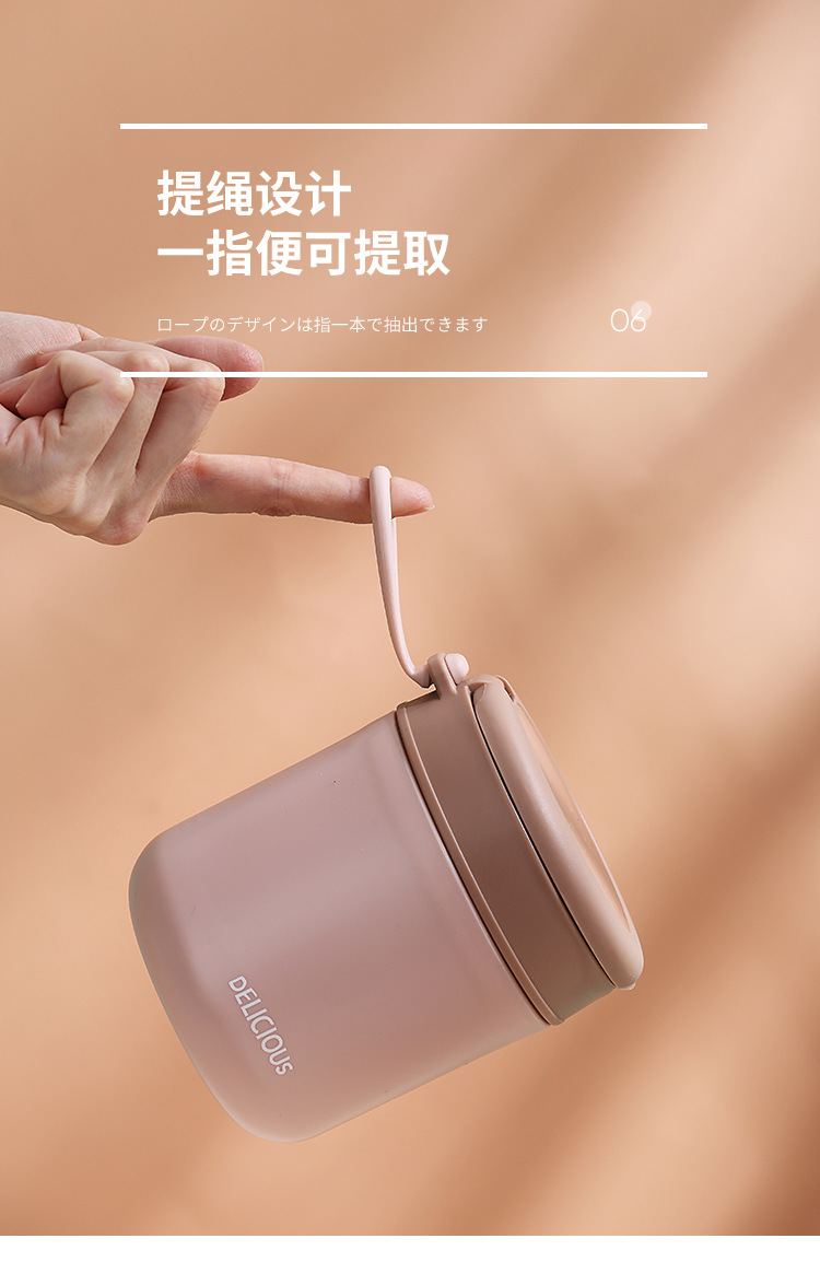 Wholesale 304 stainless steel insulated cups, student breakfast cups, office workers with handle spoons, sealed soup cups, large-bellied cups pic 11