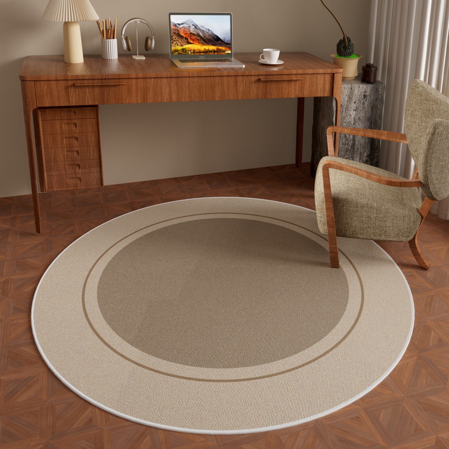 Retro round carpet, high-end feel, living room, bedroom, study, chair, wardrobe, dressing table, rocking chair, special floor mat, cross-border export, diatom mud absorbent floor mat, cartoon fun, bathroom, toilet, bathroom door, anti-slip and anti-drop, home use pic 12