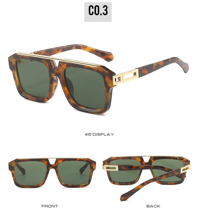 2023新款复古双梁太阳镜男款 欧美时尚方框百搭金属潮流墨镜女款UV400防紫外线跨境热销太阳镜详情9