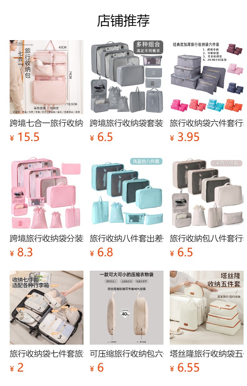 旅行收纳袋七件套装衣服整理打包袋旅游行李箱衣物内衣收纳包批发详情1