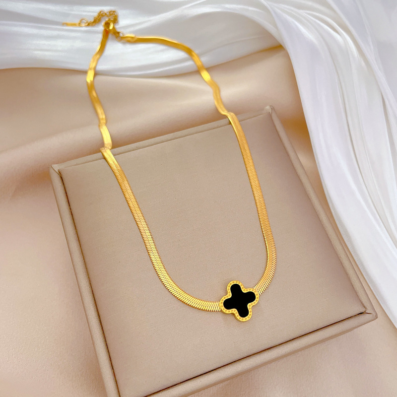 【通体钛钢】炉内真金幸运草爆款冷淡项链女ins网红锁骨链配饰品详情23