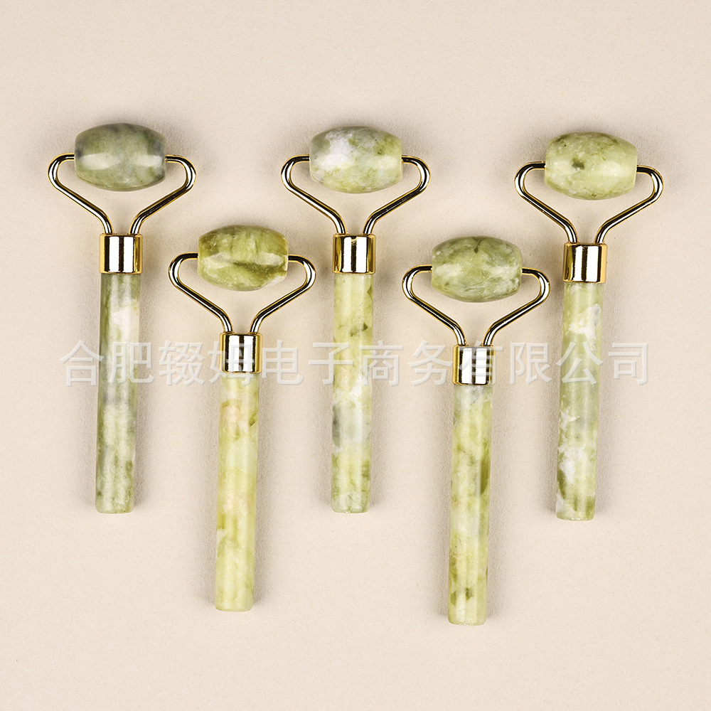 玉石滚轮按摩器脸部按摩仪天然岫玉绿凤玉美容器刮痧经络按摩工具详情9