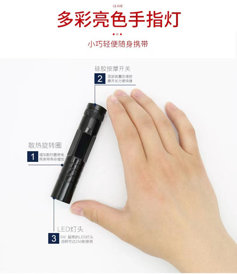 久量户外强光战术手电筒小型手电筒手电耐用照明详情10