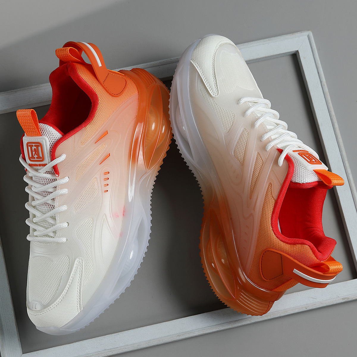 新款男式跨境代发潮流拼色运动鞋 时尚百搭透气增高跑步鞋 舒适内里男鞋单鞋详情1