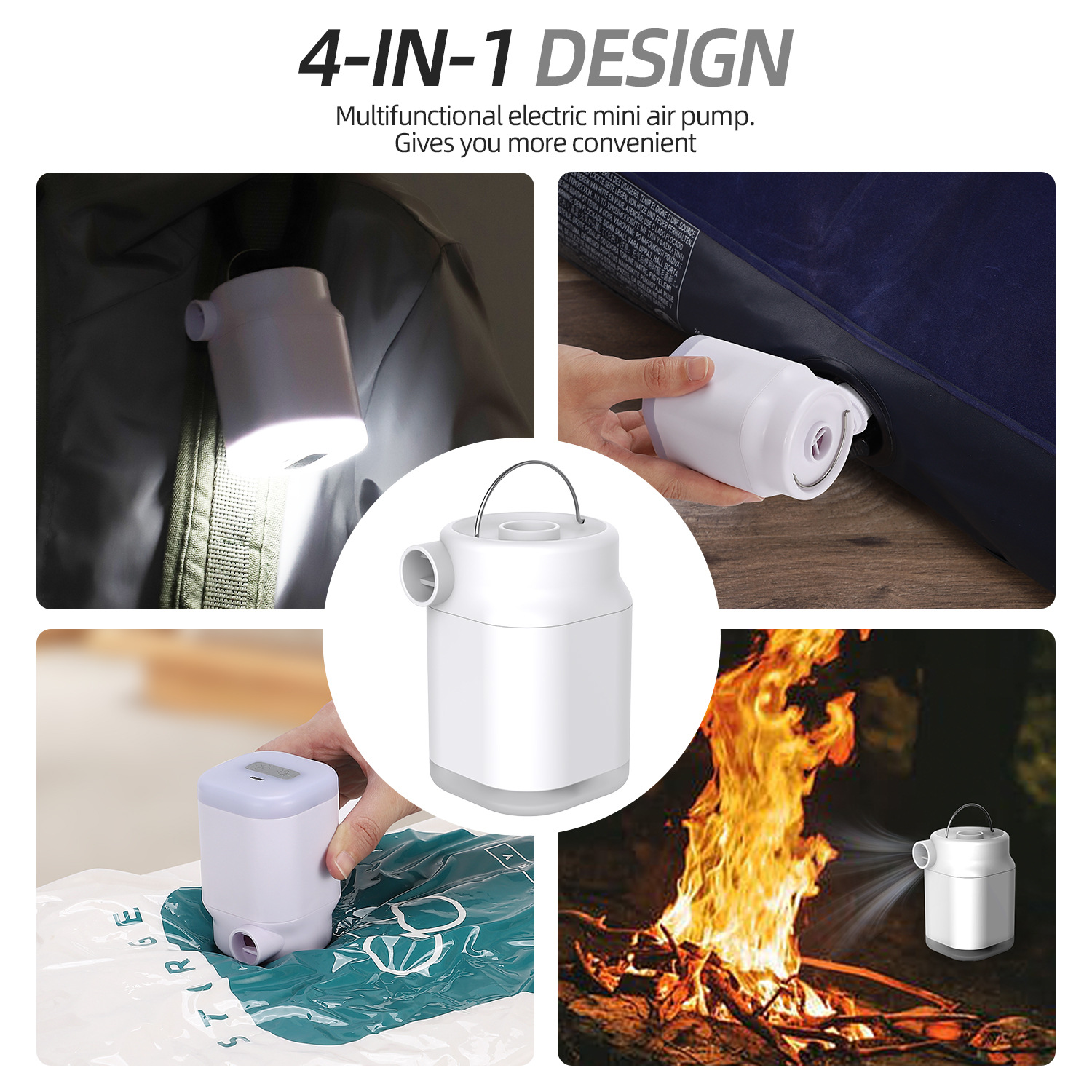 usb户外多功能便携电动迷你带照明带灯锂电气垫无线抽充气泵详情1