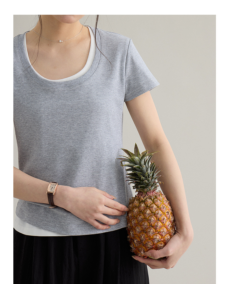 【 Blockbuster B: Super Comfortable Double-collar T-shirt with Upgraded Fabric 】 Spring short-sleeved T-shirt pic 106