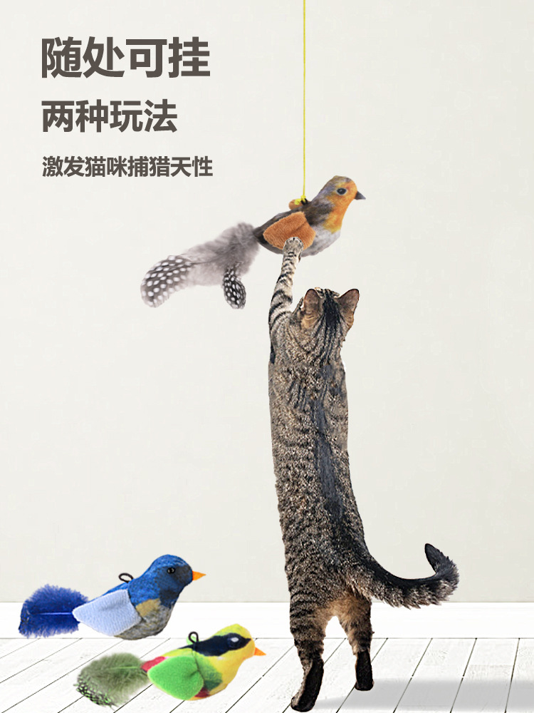 仿真叫叫鸟猫玩具猫咪自嗨玩具发声小鸟逗猫棒猫薄荷玩具宠物用品详情2