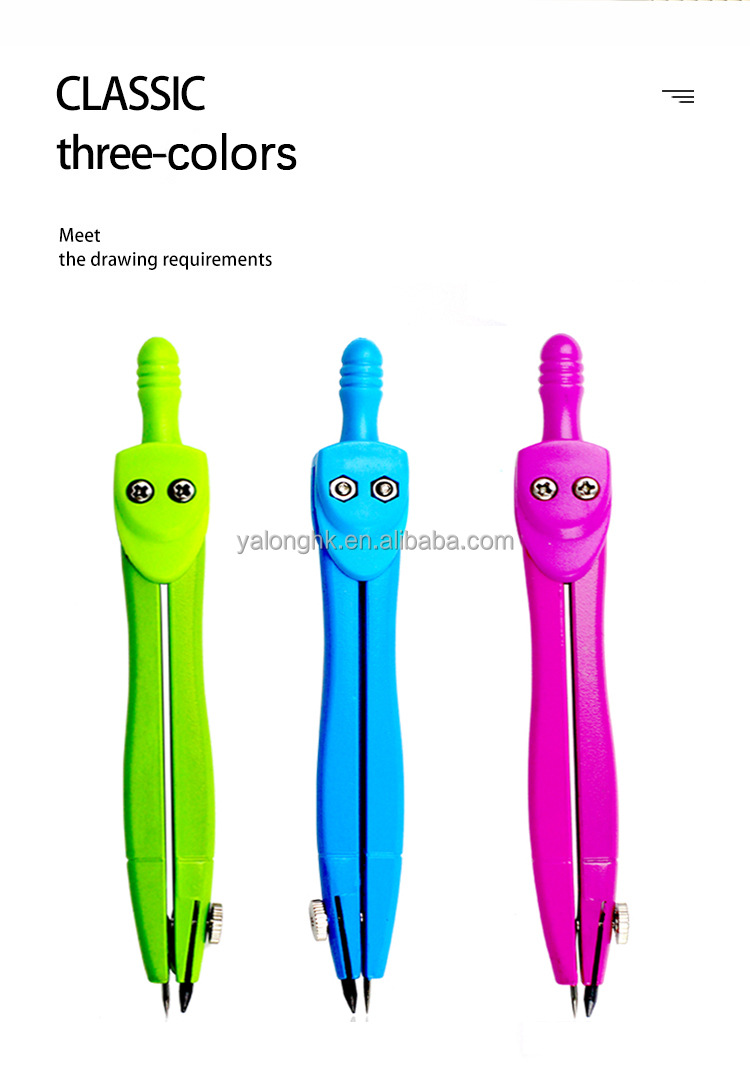 Yalong Cross-border Classical 3-color student metal compass, zinc alloy material compass, for geometric drawing pic 3