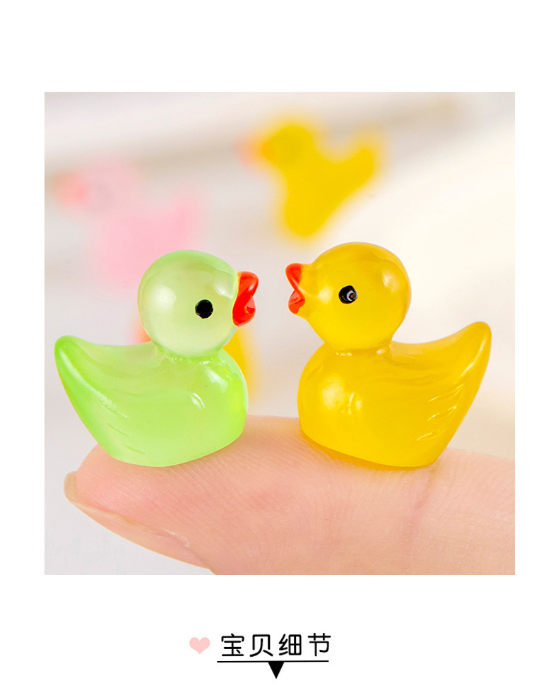Luminous little duck, red, orange, green, blue, purple, pink, transparent, colorful mini simulation miniature animal model, sand table doll pic 12