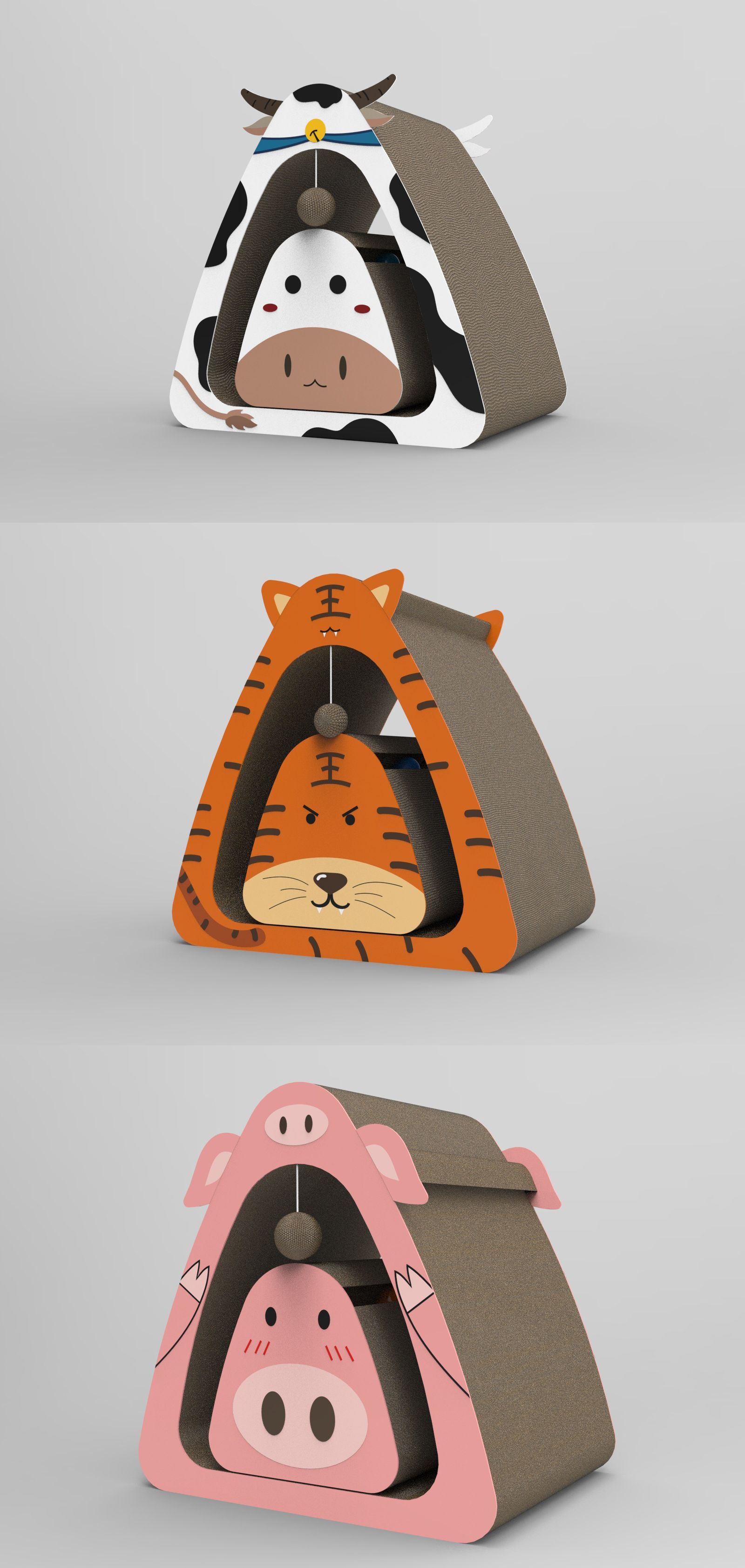 The 12 Chinese zodiac cat scratch-resistant vertical cat scratch-post, creative claw grinding cat paw board, non-flaking corrugated paper cat bed pic 6