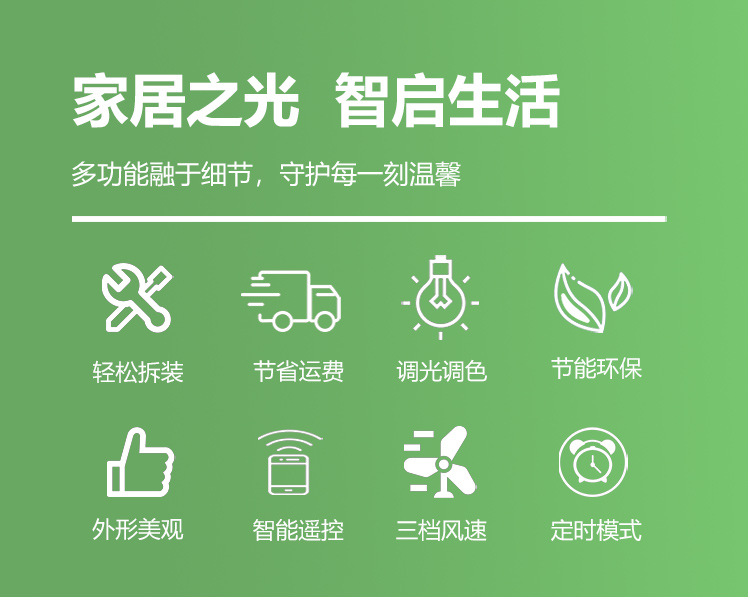 U型6叶灯LED折叠叶子灯E27螺口飞碟灯宽压遥控调光风扇灯可调光详情28