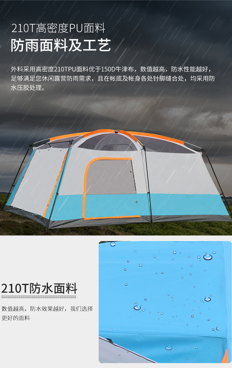 实力厂家批发帐篷户外二室一厅多人野营一室一厅加厚露营户外用品详情8