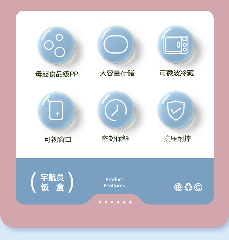 儿童卡通饭盒外出野餐便当盒分格可加热便携食品级餐具可爱保鲜盒详情11