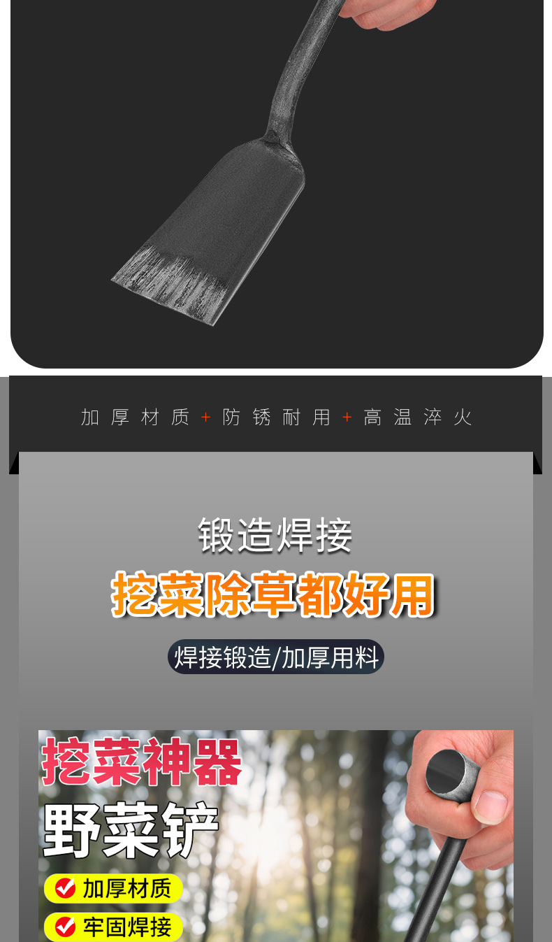 挖野菜小铲子挖土种菜锰钢菜园艺铁铲种花除草拔草户外神器工具详情12