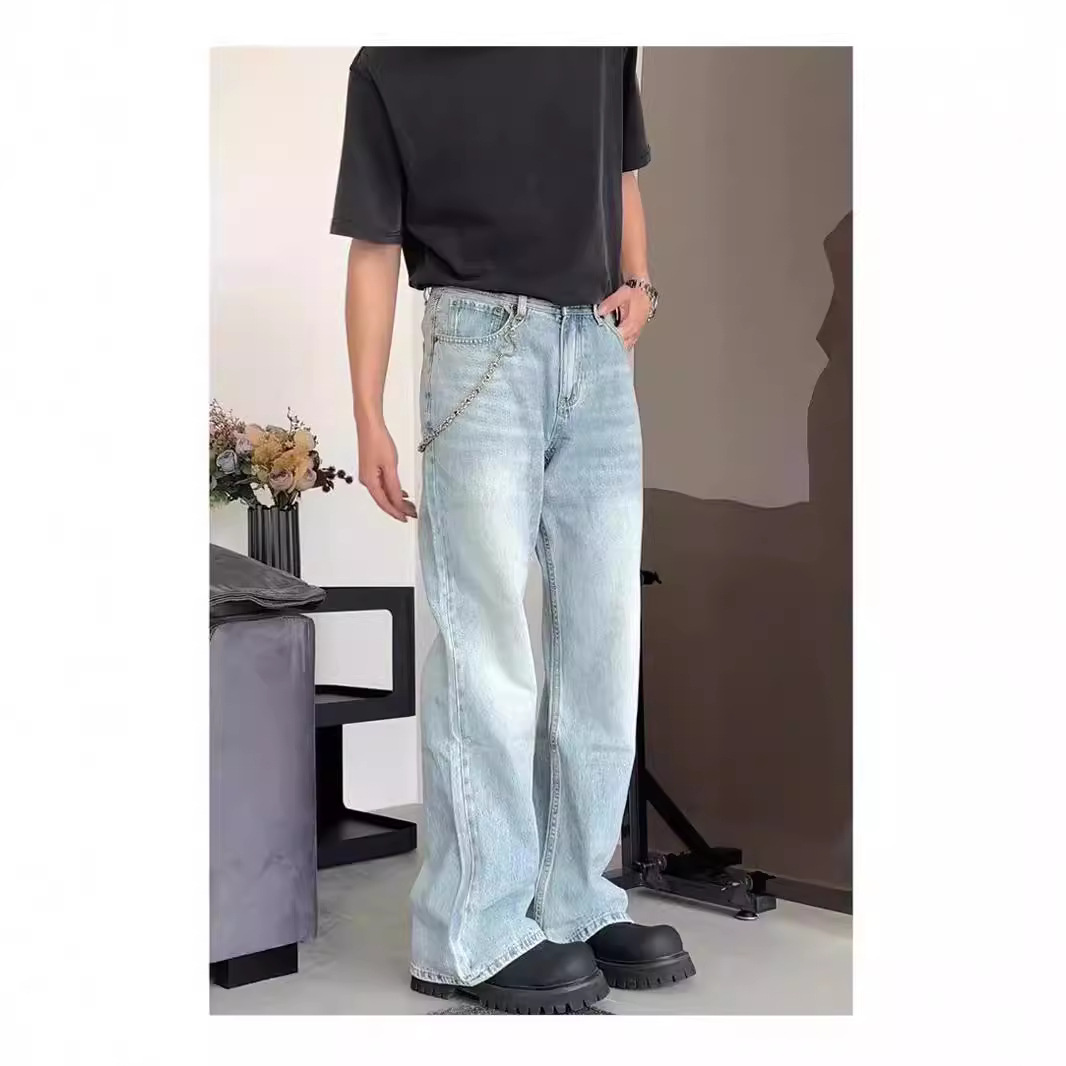 【冰蓝平替】春夏冰蓝微喇cleanfit显高显瘦美式高街复古牛仔裤男详情5