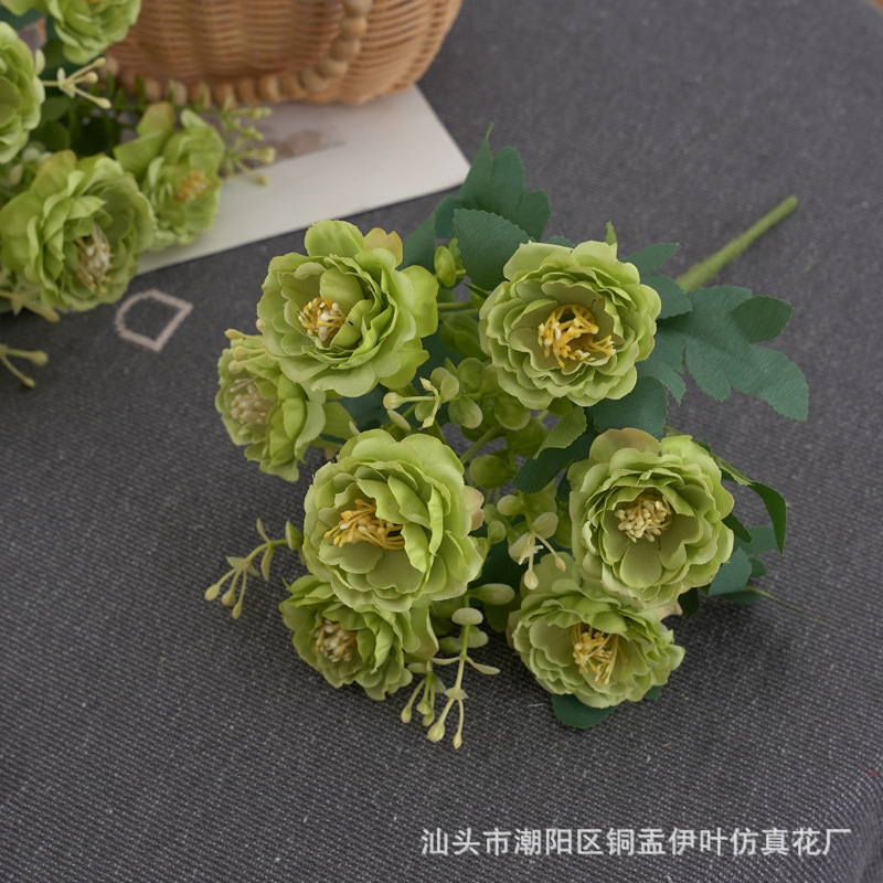 北欧仿真小玫瑰牡丹人造花家居装饰婚庆花墙洋甘菊花束详情26