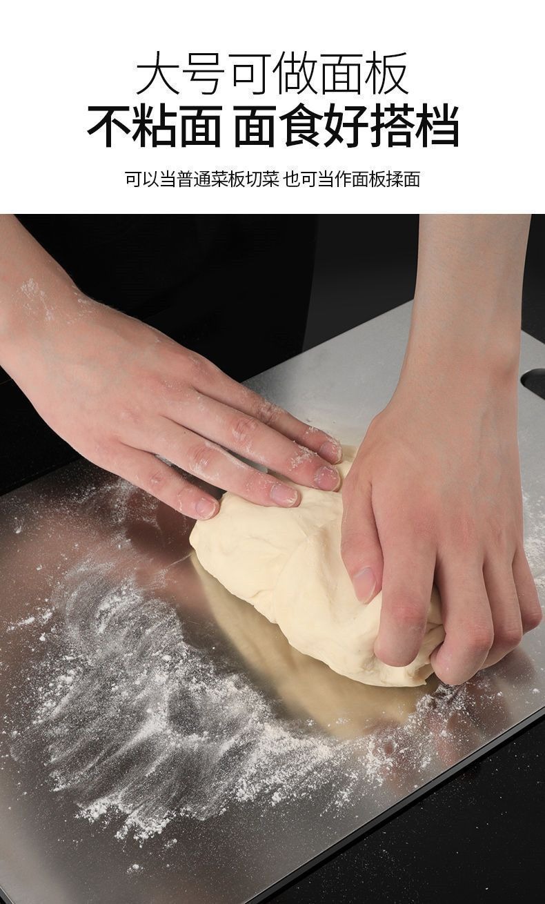 The stainless steel cutting board is thickened, moisture-proof and mold-proof. It is a household double-sided kitchen large cutting board with a hanging kitchen rolling board pic 13