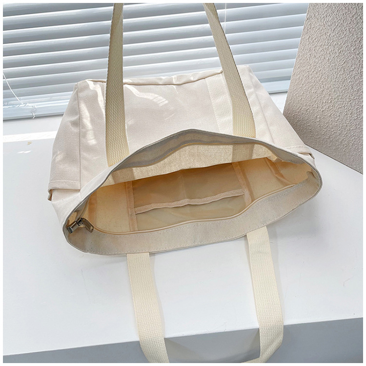 大容量托特帆布包上班外出高颜值通勤百搭文艺学生装书单肩布袋包详情49