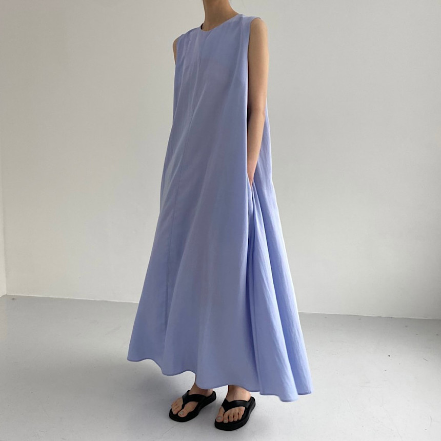 Cross-border bestseller 2024 Summer chic casual, simple and loose sleeveless long cotton and linen dress from Japan and South Korea pic 6