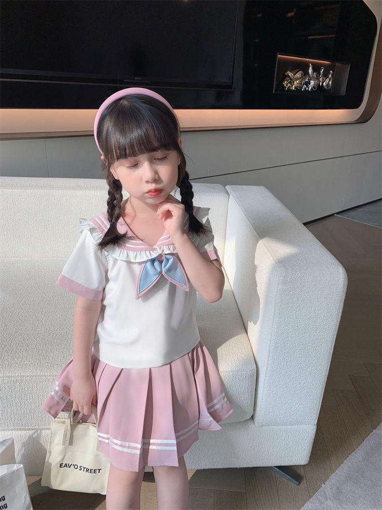 女童学院风套裙夏季儿童JK套装2025新款洋气女孩衬衫百褶裙两件套详情5