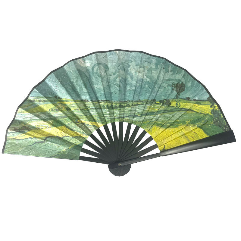 厂家直销新款8寸梵高的印象派风景画国潮风扇子地摊热卖扇子批发详情8